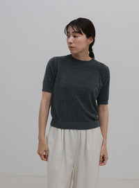 ベロアモールパフスリーブニット