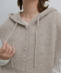 ボタンデザインモヘアライクフードベスト