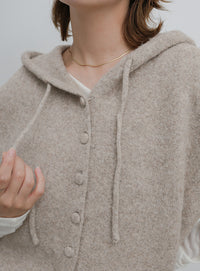 ボタンデザインモヘアライクフードベスト