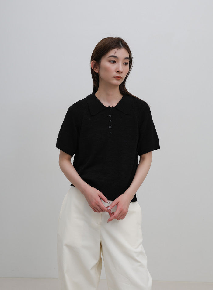 ポロニットハーフスリーブトップス – SELECT MOCA