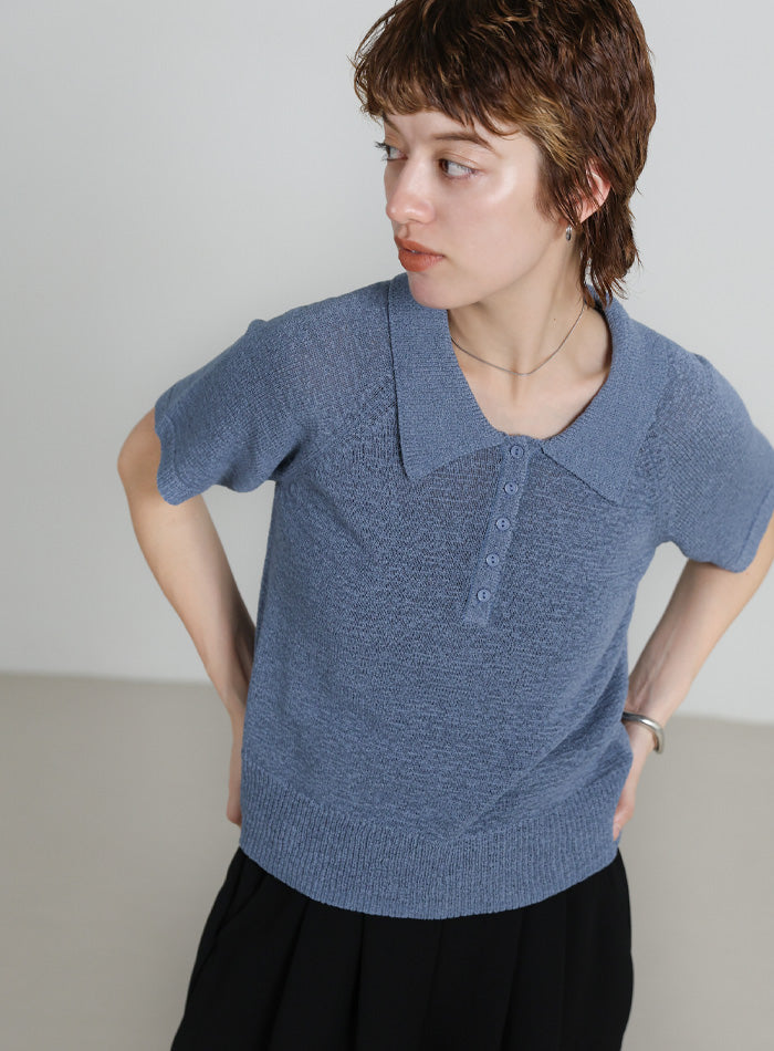 トップス pedestalpolo ポロニットハーフスリーブトップス – SELECT MOCA