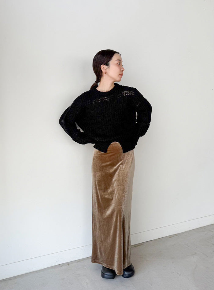 センタースリット透かし編みニット【by SON】 – SELECT MOCA