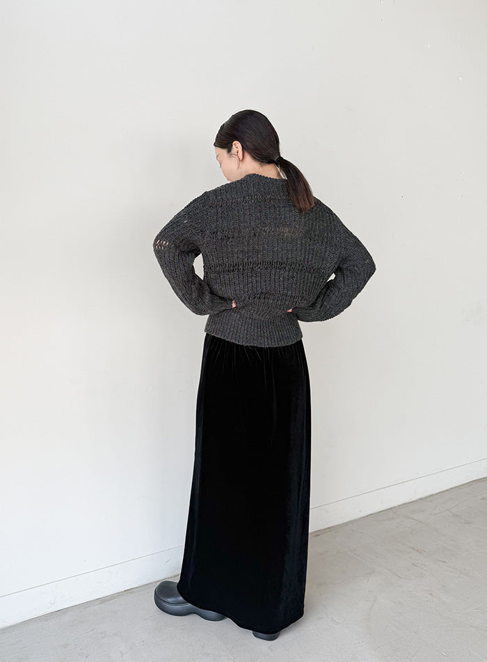 センタースリット透かし編みニット【by SON】 – SELECT MOCA