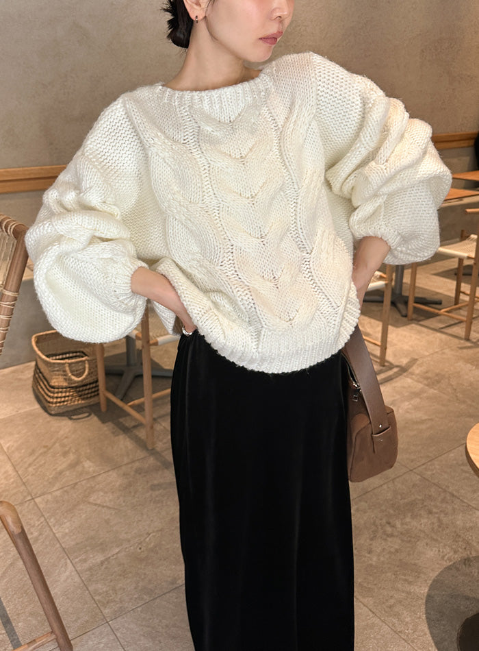 ビッグケーブルボリュームスリーブニット【by SON】