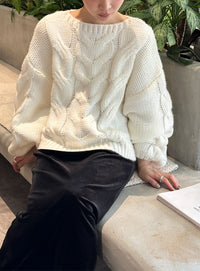 ビッグケーブルボリュームスリーブニット【by SON】