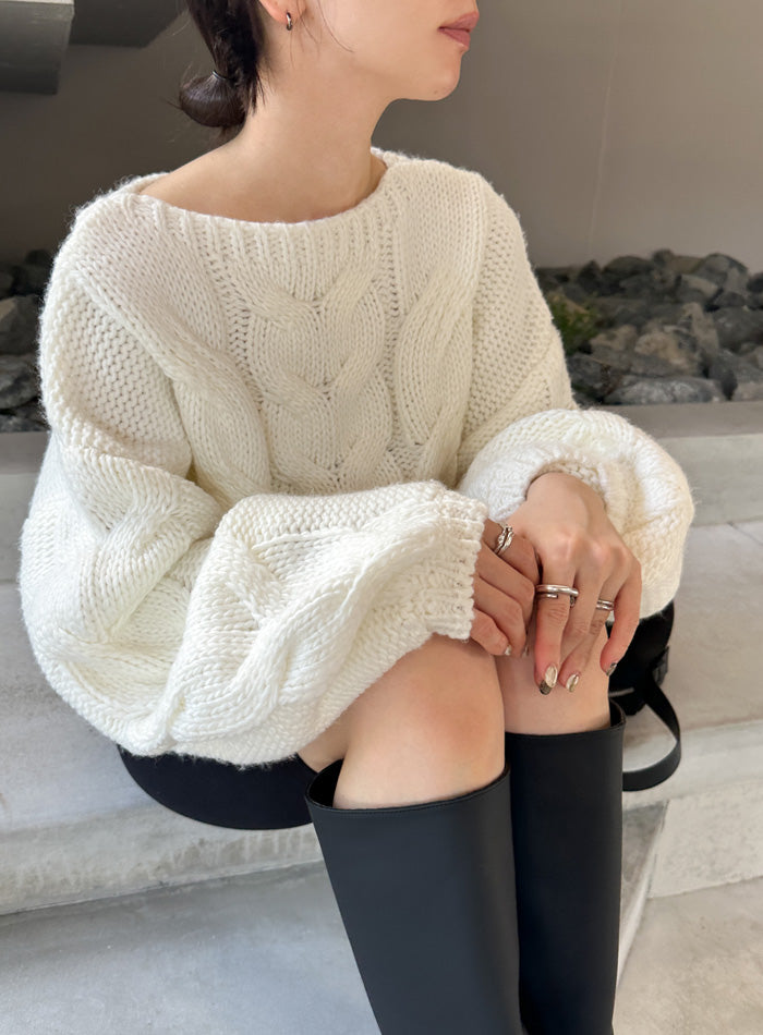 ビッグケーブルボリュームスリーブニット【by SON】