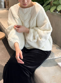 ビッグケーブルボリュームスリーブニット【by SON】