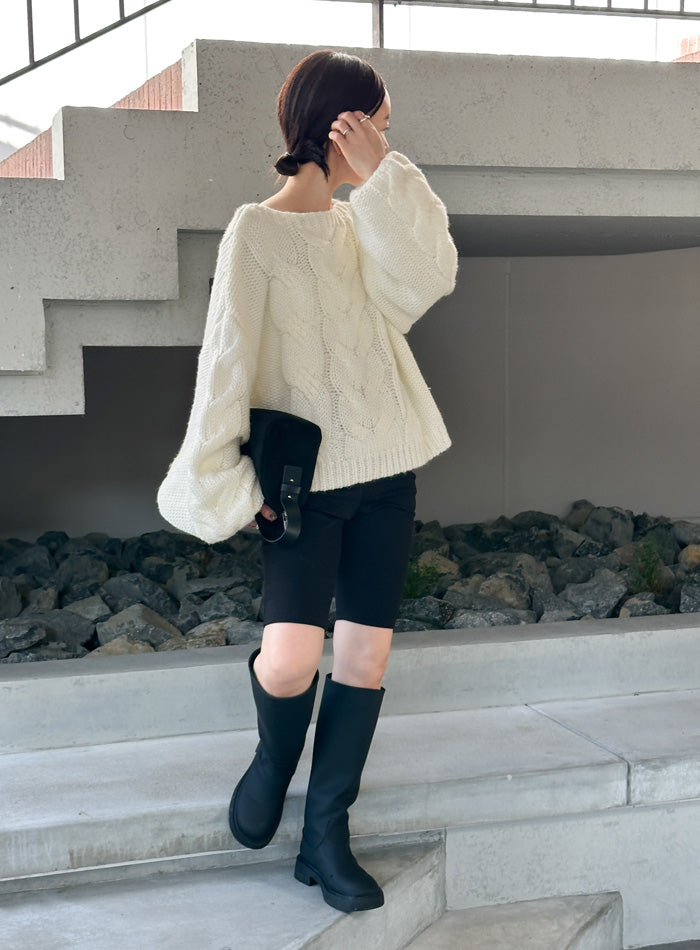 ビッグケーブルボリュームスリーブニット【by SON】