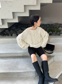 ビッグケーブルボリュームスリーブニット【by SON】