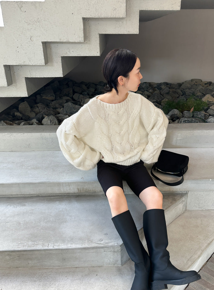 ビッグケーブルボリュームスリーブニット【by SON】