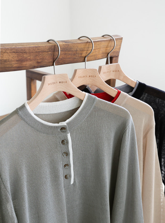 mocaページ フェイクレイヤードヘンリーネックシアートップス – SELECT MOCA