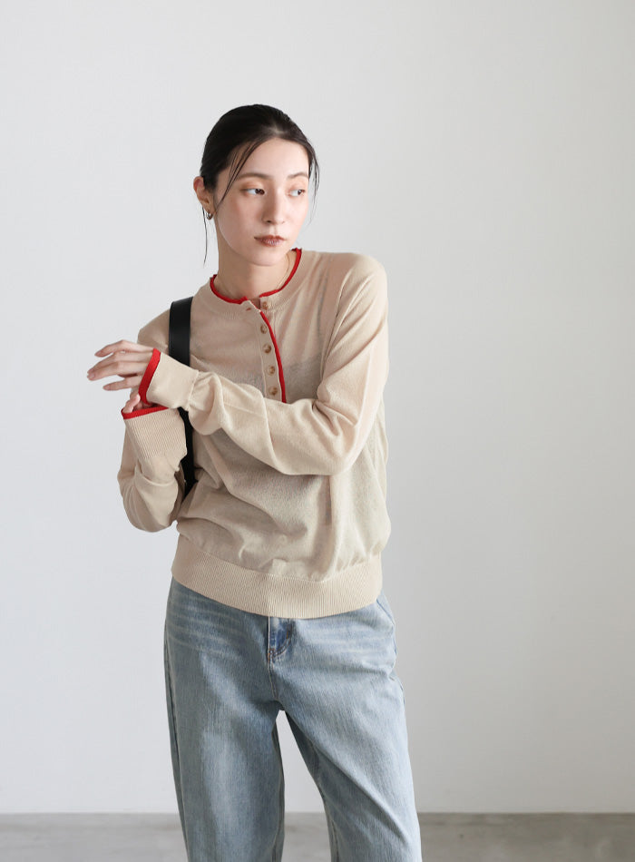 フェイクレイヤードヘンリーネックシアートップス – SELECT MOCA