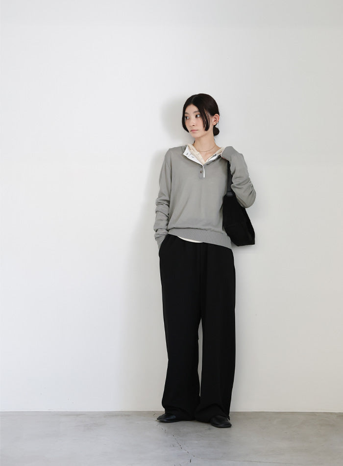 フェイクレイヤードヘンリーネックシアートップス – SELECT MOCA