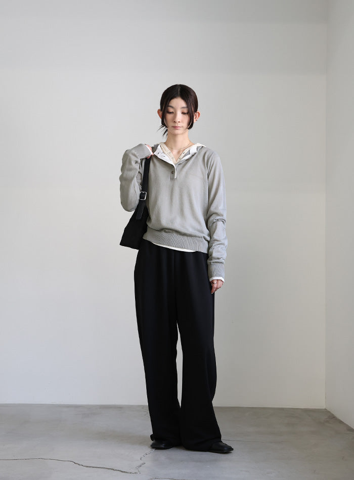 フェイクレイヤードヘンリーネックシアートップス