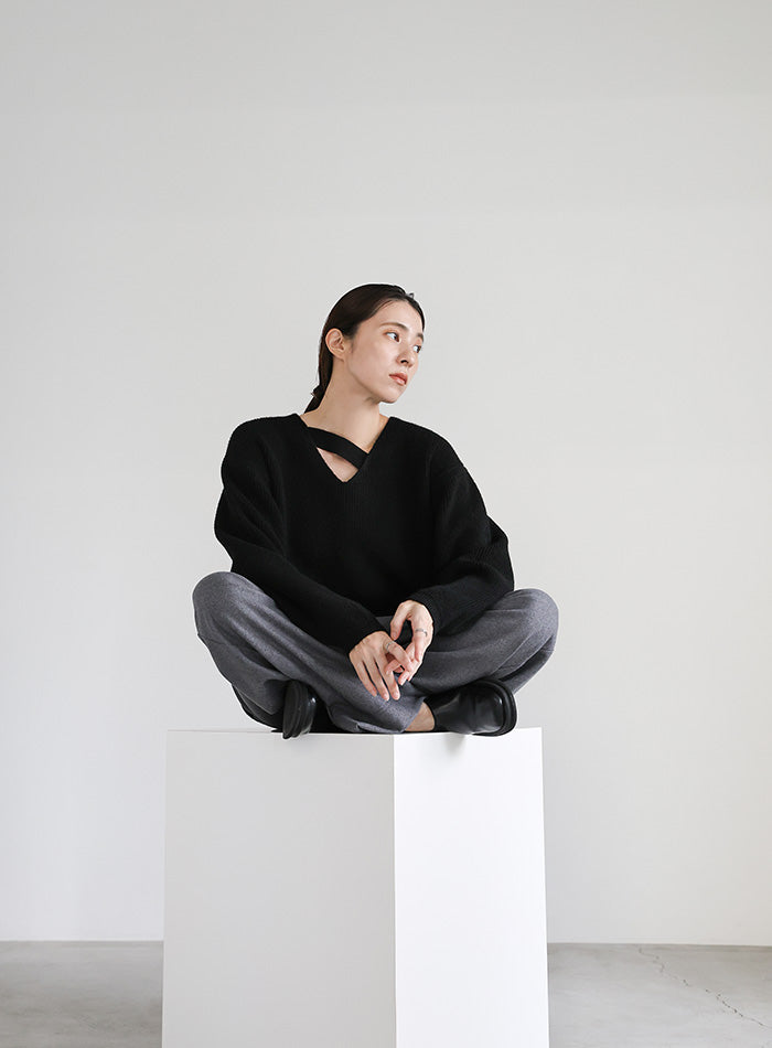 アシンメトリーVネックニットトップス – SELECT MOCA