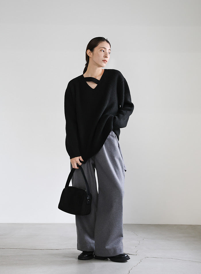 アシンメトリーVネックニットトップス – SELECT MOCA