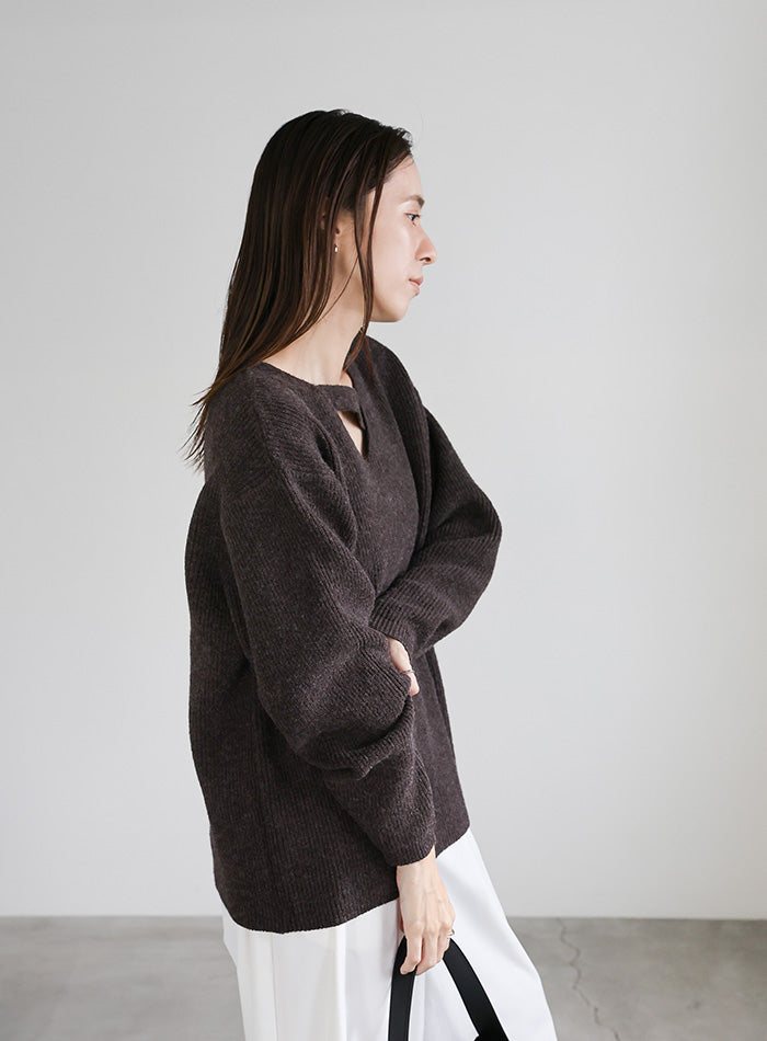 アシンメトリーVネックニットトップス – SELECT MOCA