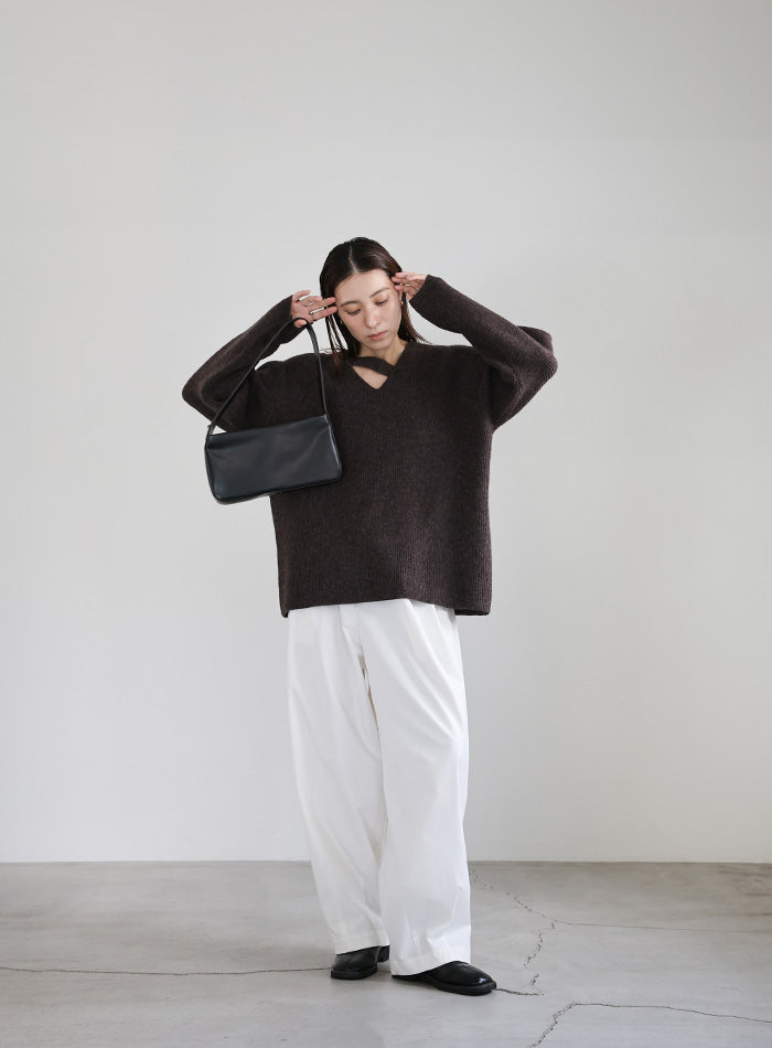アシンメトリーVネックニットトップス – SELECT MOCA