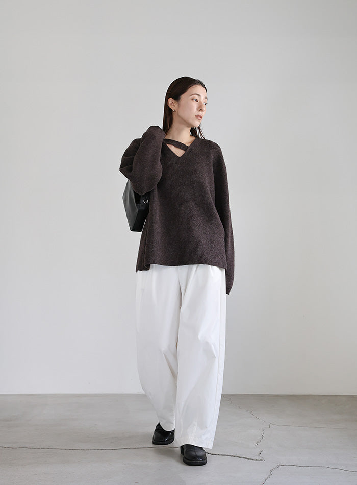 アシンメトリーVネックニットトップス – SELECT MOCA