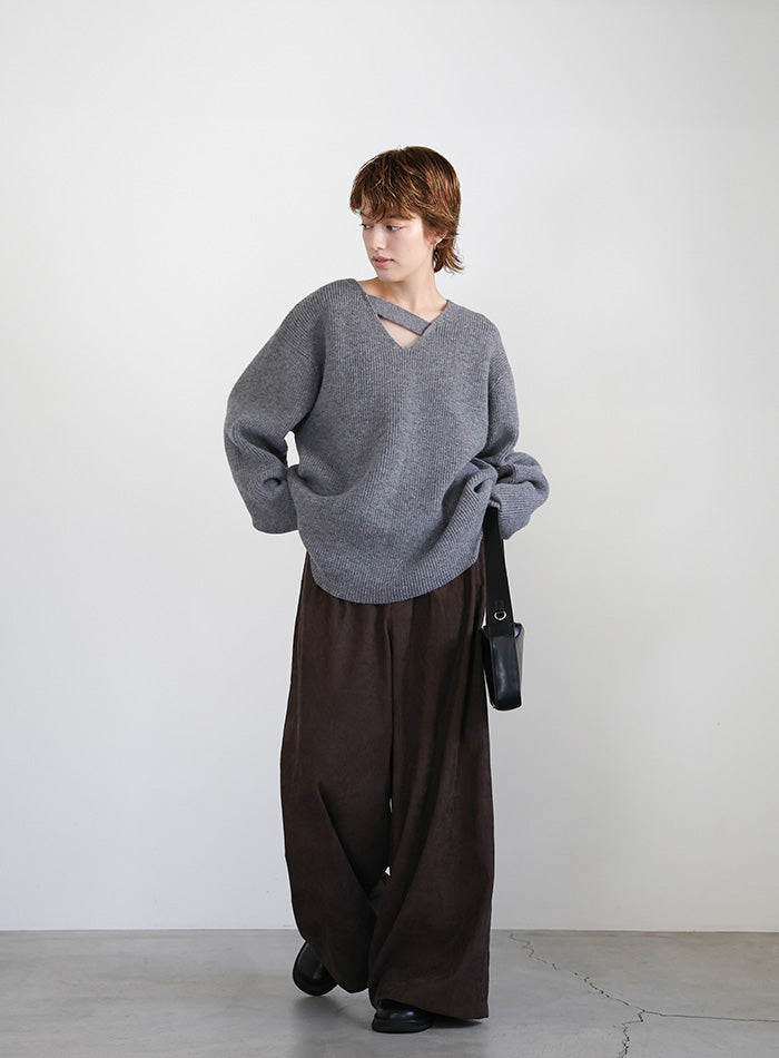 アシンメトリーVネックニットトップス – SELECT MOCA