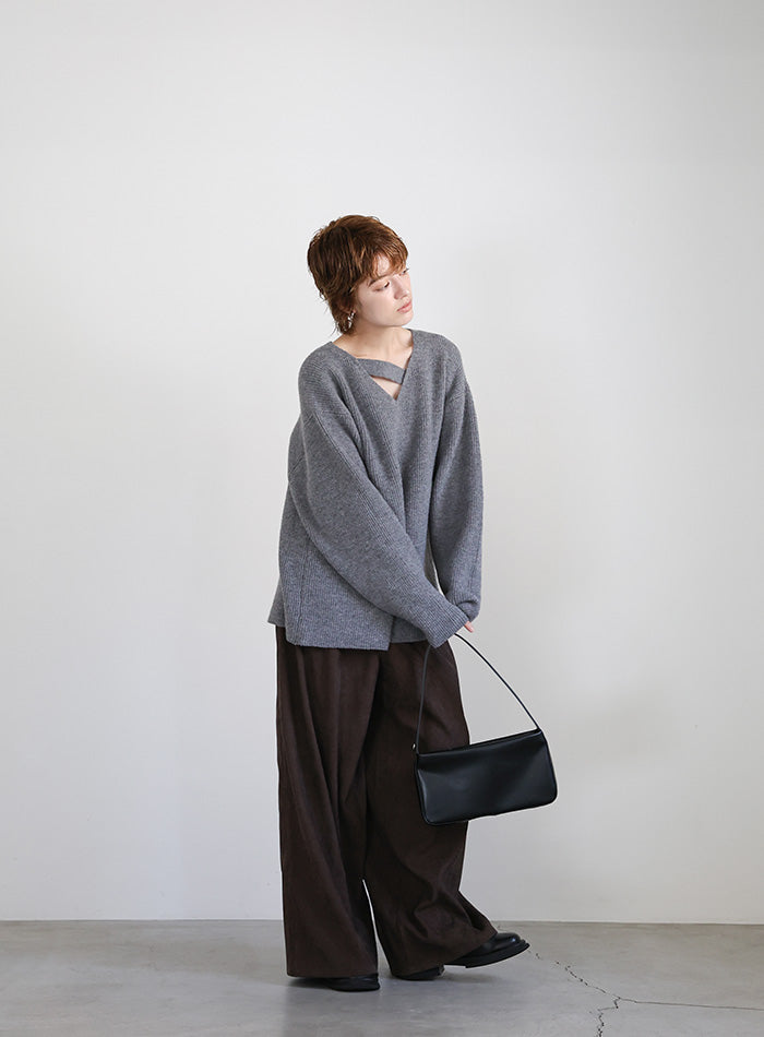 アシンメトリーVネックニットトップス – SELECT MOCA