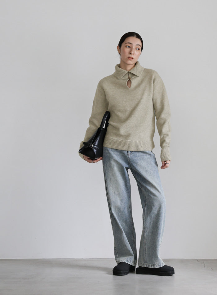 ボタンデザインハイネックニット – SELECT MOCA