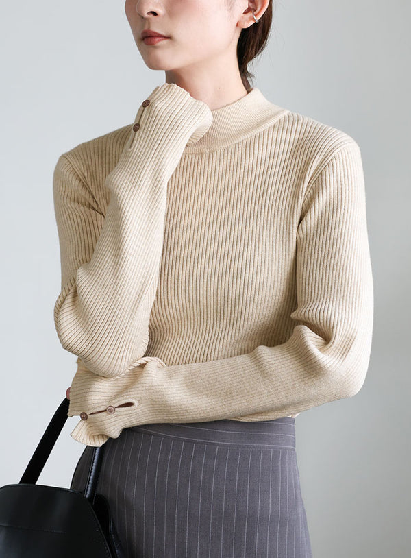 スリーブスリットプチハイリブニット