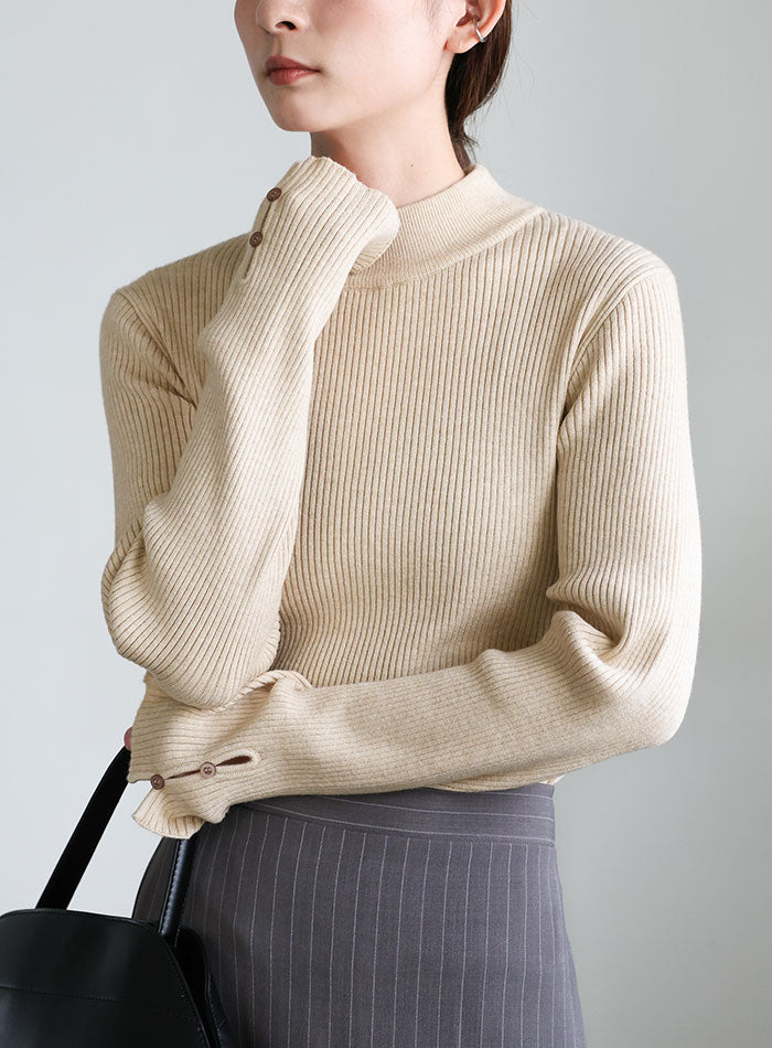 スリーブスリットプチハイリブニット