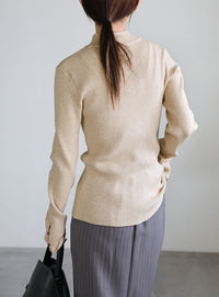 スリーブスリットプチハイリブニット