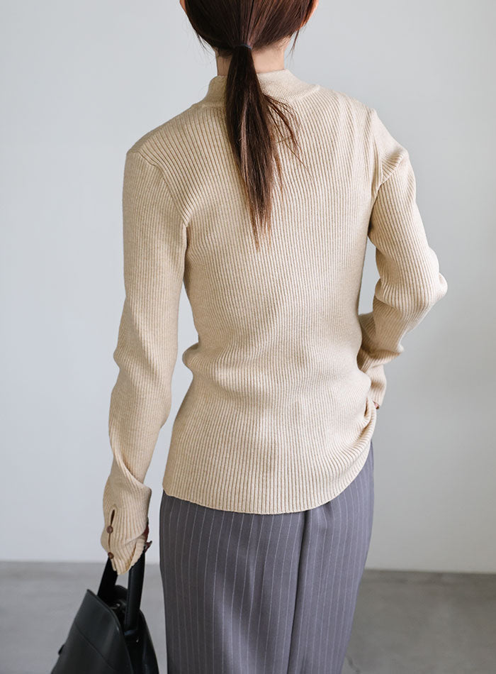 スリーブスリットプチハイリブニット