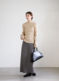 スリーブスリットプチハイリブニット