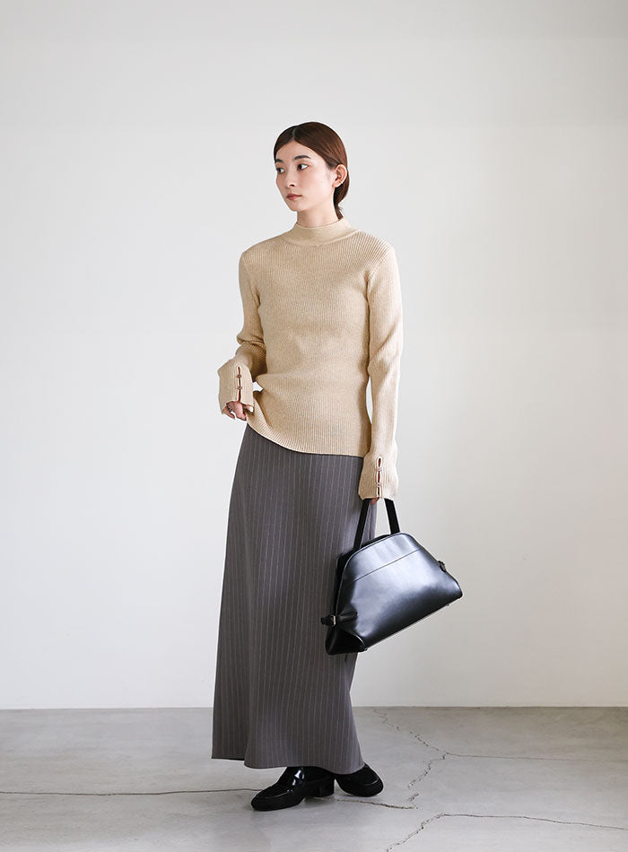 スリーブスリットプチハイリブニット