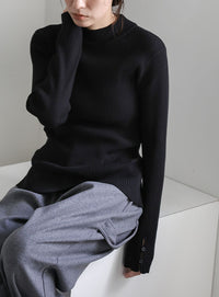 スリーブスリットプチハイリブニット