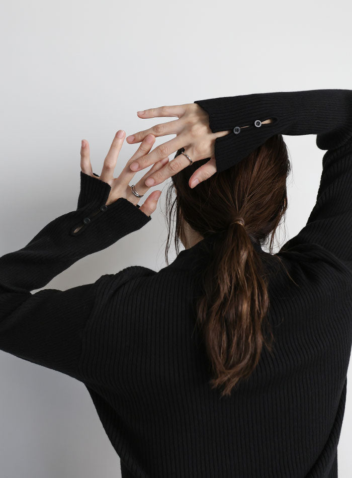 スリーブスリットプチハイリブニット