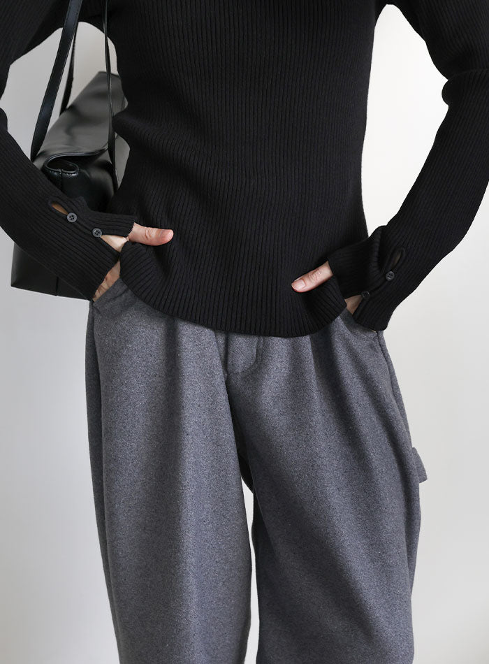 スリーブスリットプチハイリブニット