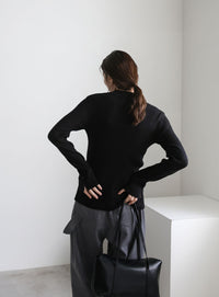 スリーブスリットプチハイリブニット