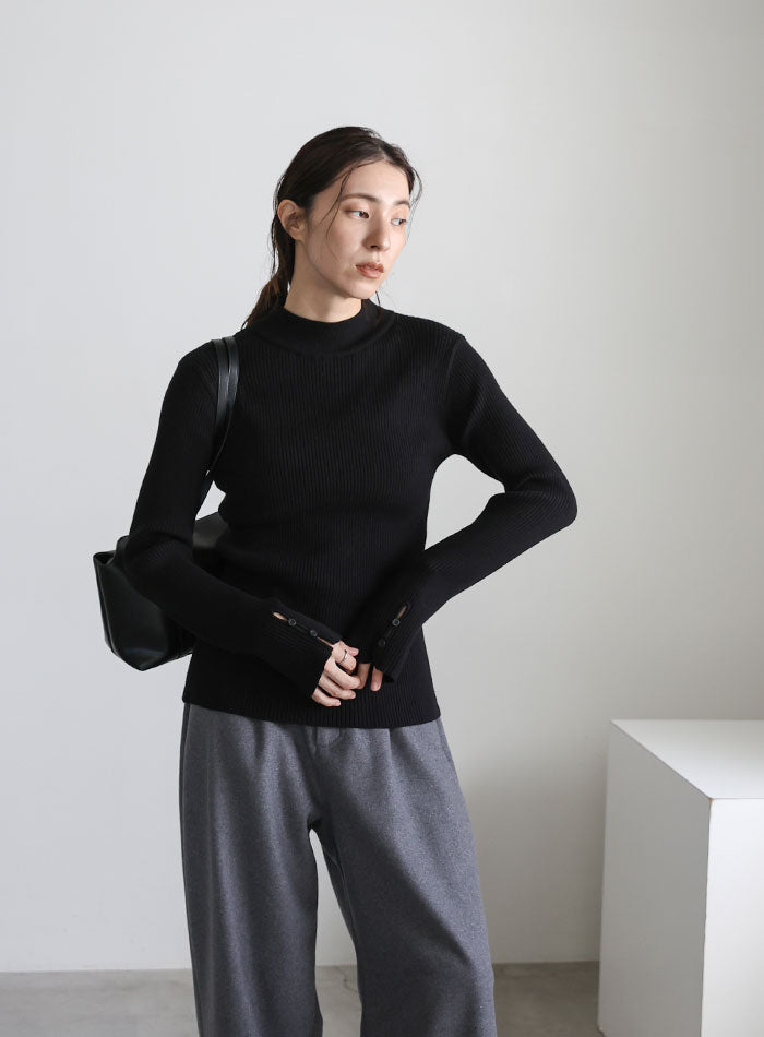 スリーブスリットプチハイリブニット