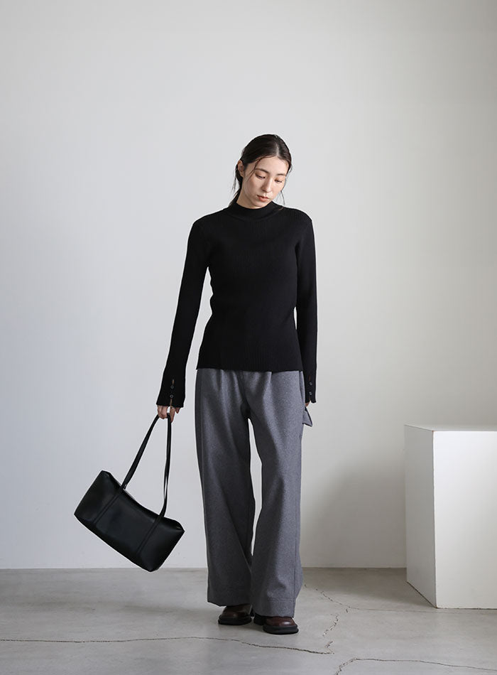 スリーブスリットプチハイリブニット