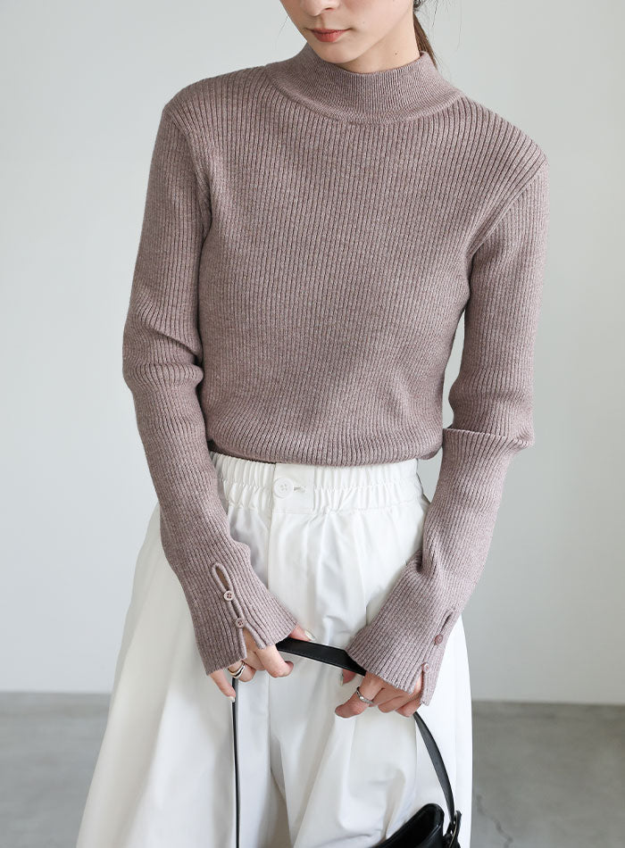 スリーブスリットプチハイリブニット