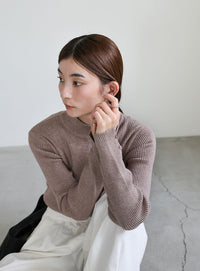 スリーブスリットプチハイリブニット