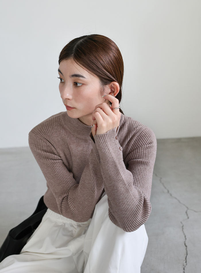 スリーブスリットプチハイリブニット