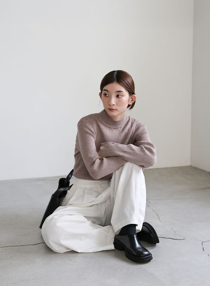 スリーブスリットプチハイリブニット