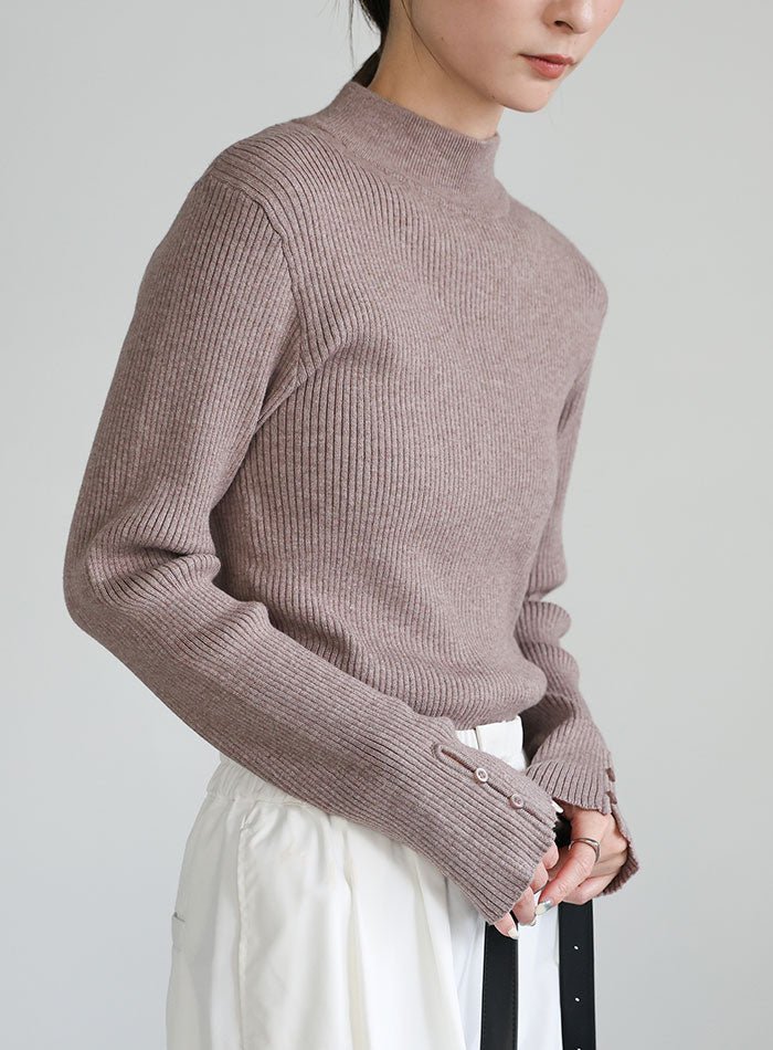 スリーブスリットプチハイリブニット