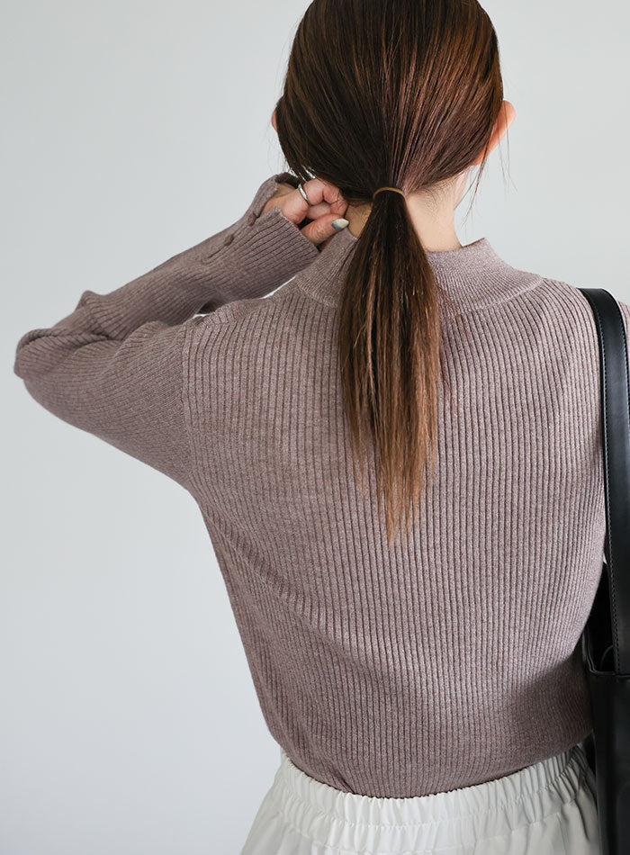 スリーブスリットプチハイリブニット