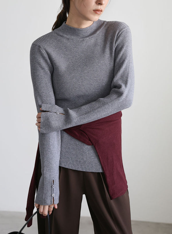 スリーブスリットプチハイリブニット