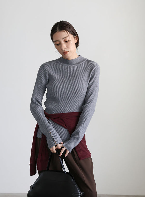スリーブスリットプチハイリブニット