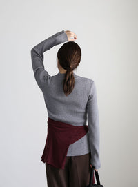 スリーブスリットプチハイリブニット