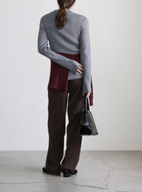 スリーブスリットプチハイリブニット