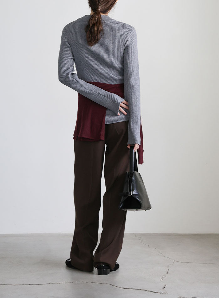 スリーブスリットプチハイリブニット