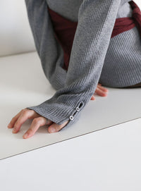 スリーブスリットプチハイリブニット